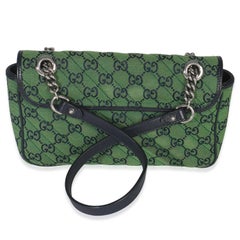 Gucci Green Navy GG Canvas Diagonal Small GG Marmont Bag