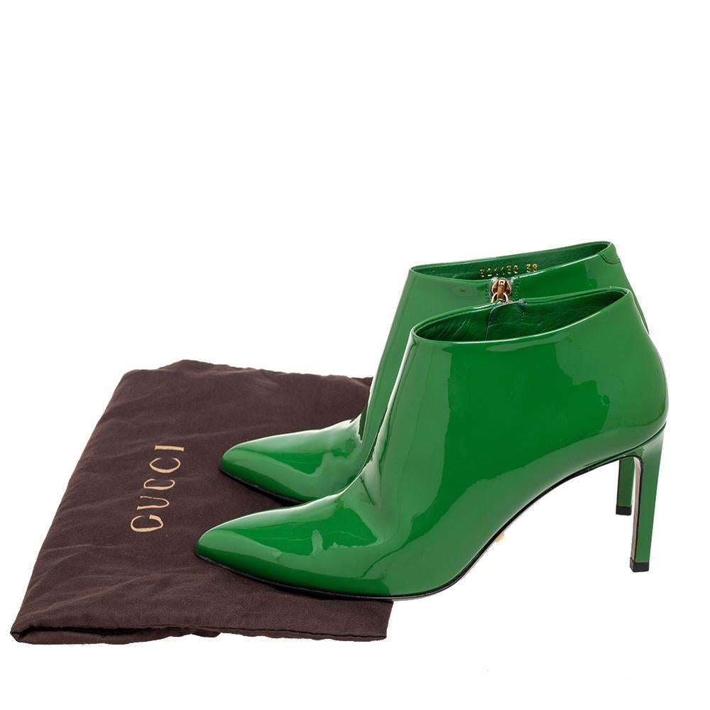 Gucci Green Patent Leather Ankle Boots Size 38 3