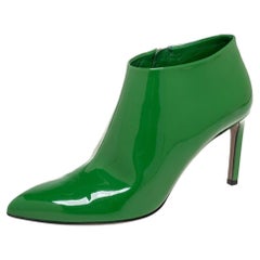 Gucci Green Patent Leather Ankle Boots Size 38