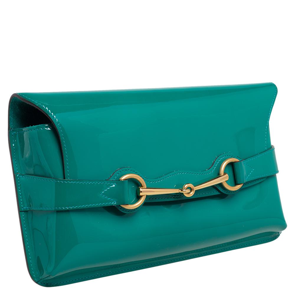 green patent leather purse