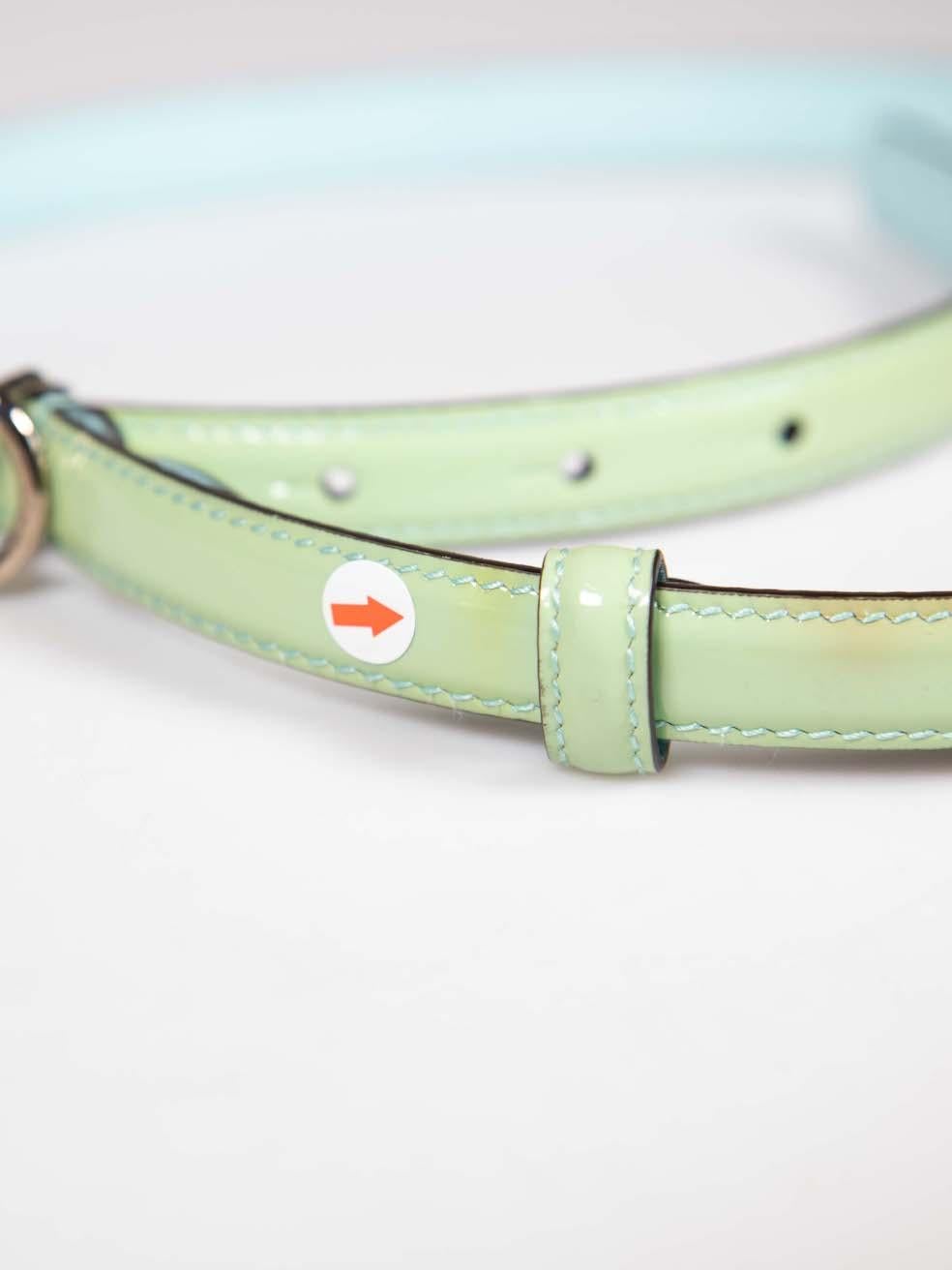 Gucci Green Patent Leather Horsebit Skinny Belt For Sale 2