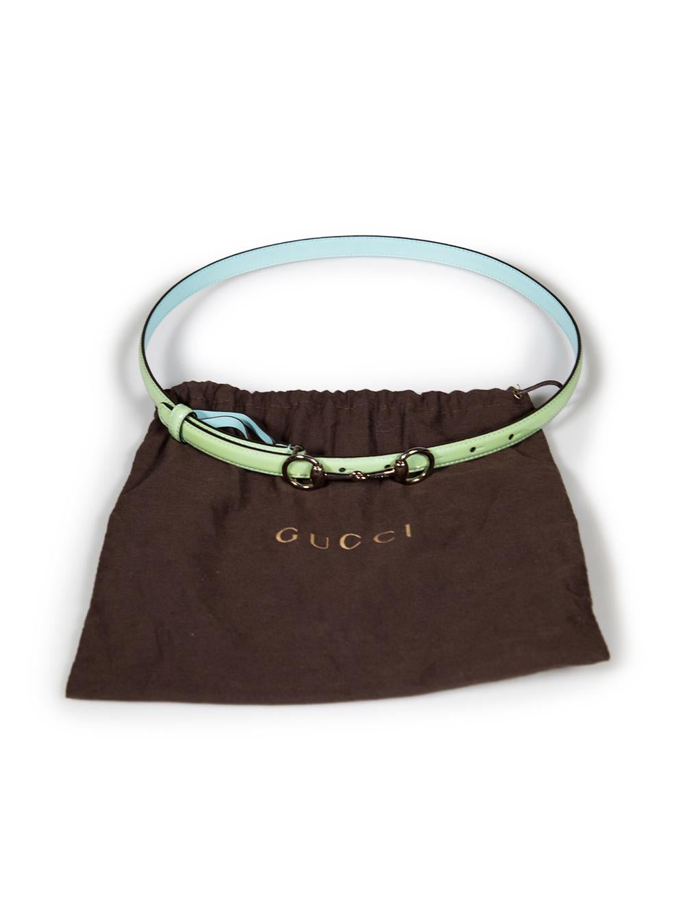 Gucci Green Patent Leather Horsebit Skinny Belt For Sale 4