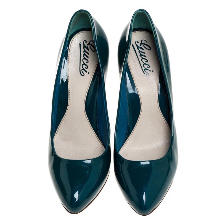 Gucci Green Patent Leather Pumps Size 38 For Sale at 1stDibs