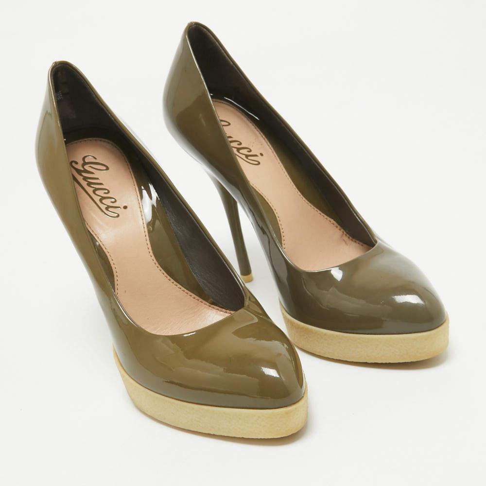 De las mujeres Bombas Slip On de charol verde de Gucci talla 36 en venta
