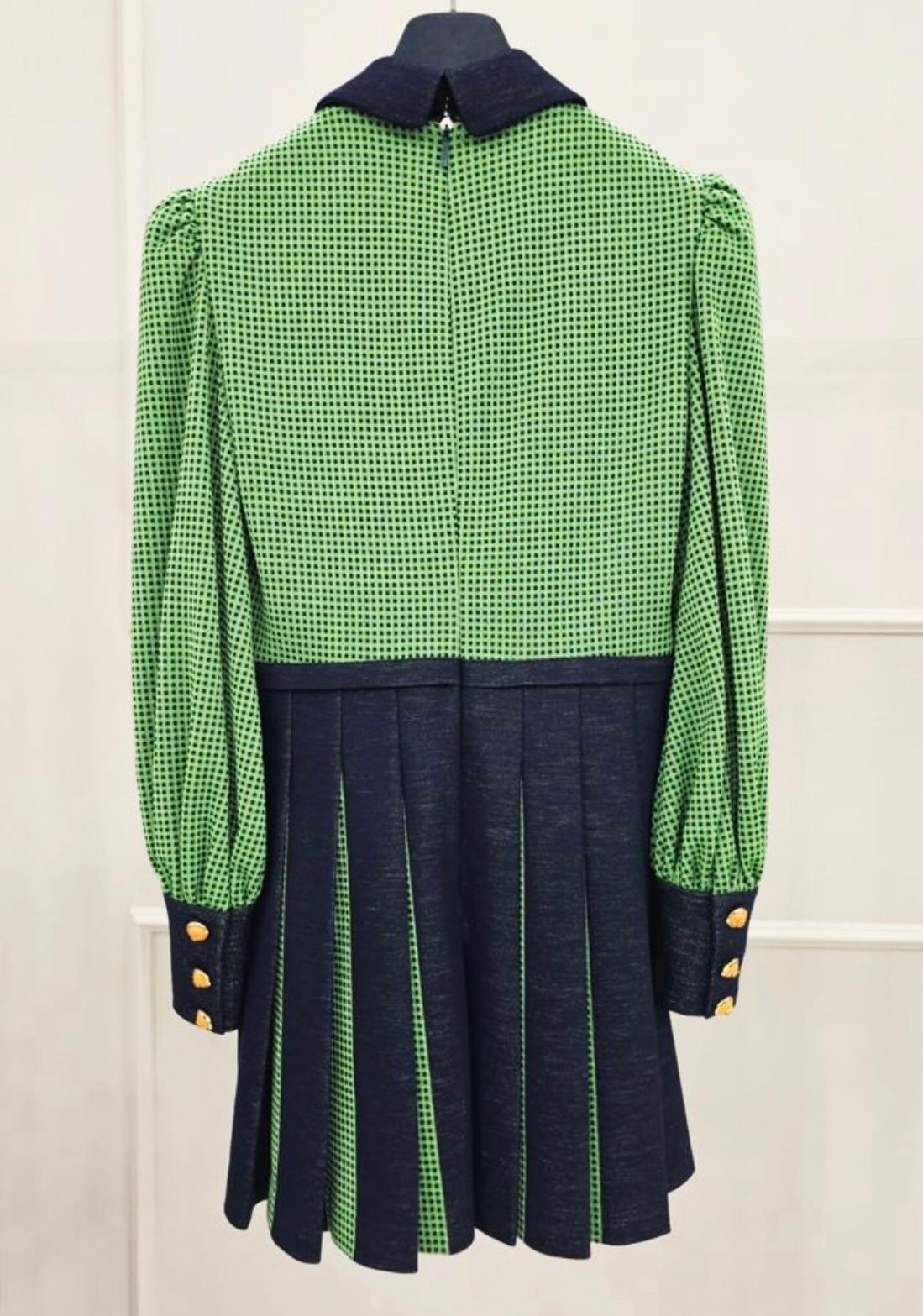Gucci Green Pleated Dress For Sale 1