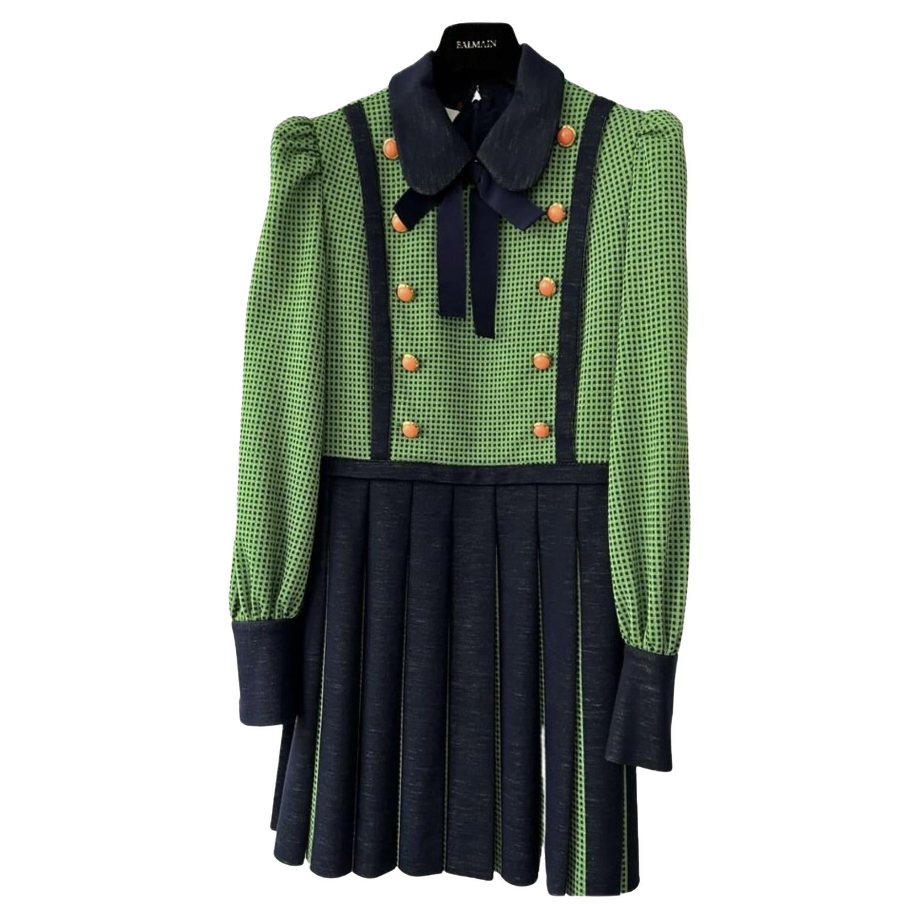 Gucci Green Pleated Dress For Sale