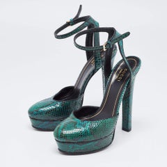 Gucci Green Python Leather Huston Pumps Size 36.5