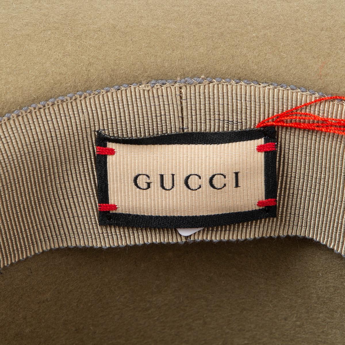 GUCCI green Rabbit felt WIDE BRIM DOUBLE G FEDORA Hat XL 1