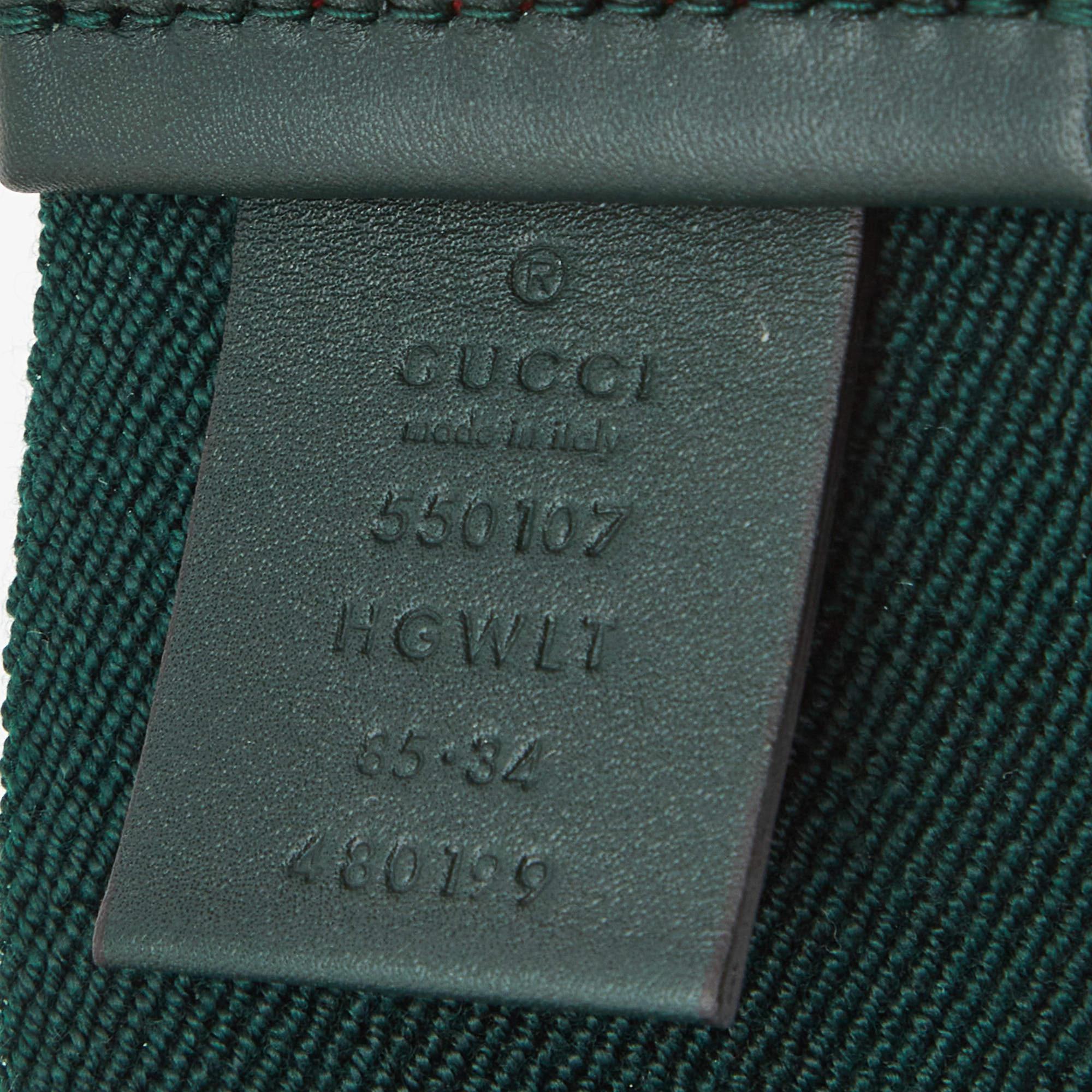 Gucci Green/Red Elastic Web Double G Buckle Belt 85CM 1