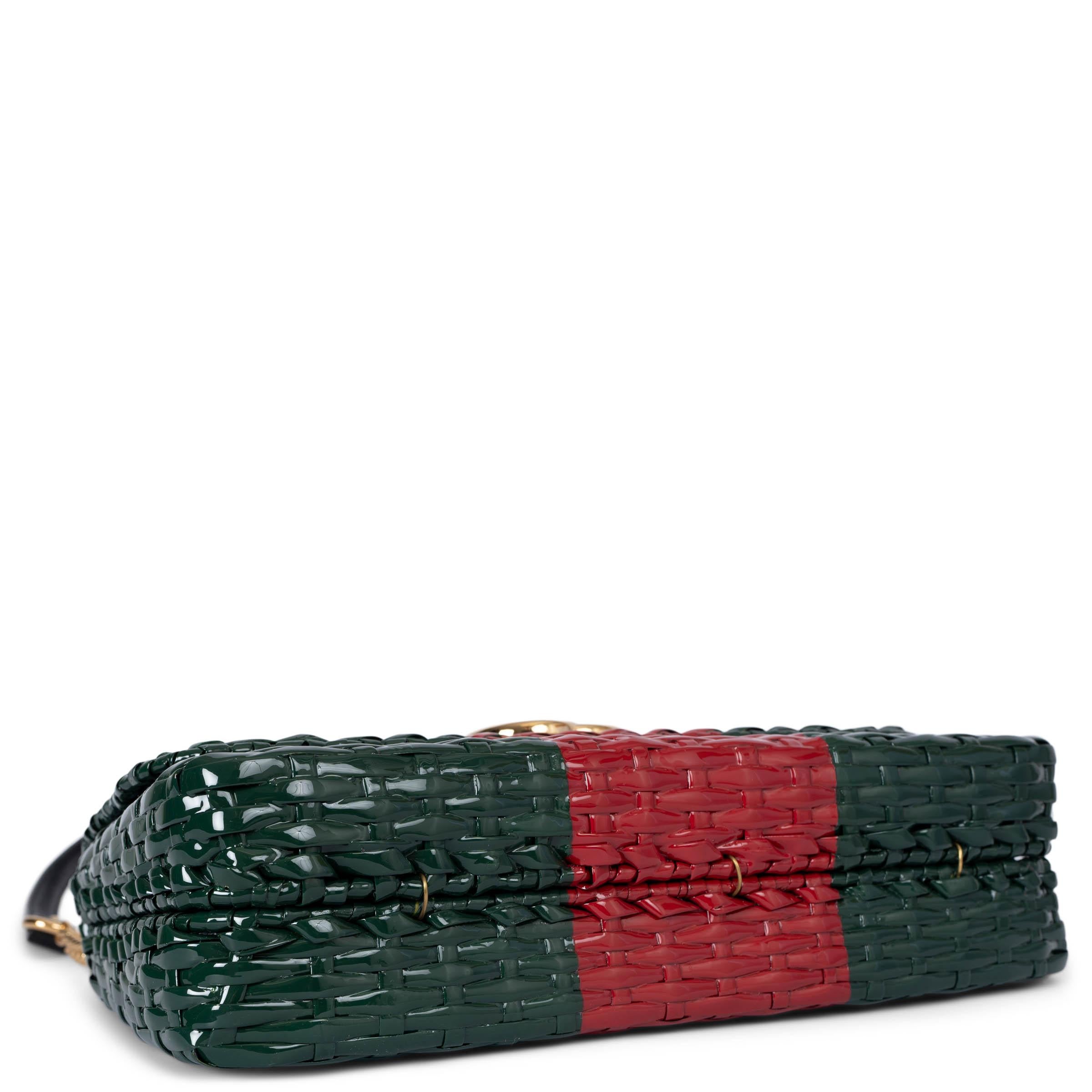 Black GUCCI green red glazed wicker 2018 CESTINO SMALL WEB Shouler Bag For Sale