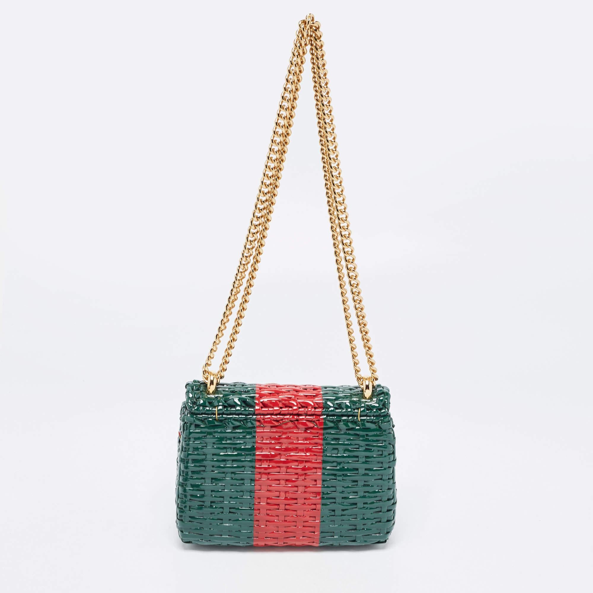 If you are looking for something that reflects chic and luxury, then this Gucci bag is a perfect choice. Crafted from premium materials, it can be conveniently carried around, and its interior is spaciously sized to house your belongings with