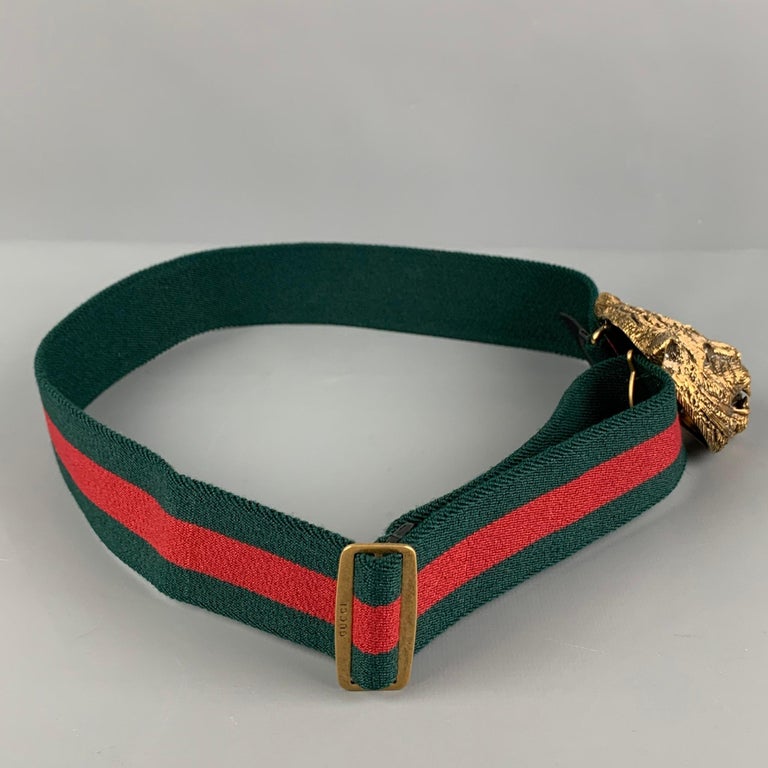 Gold Buckle Gucci Belt Red/green Stripe 