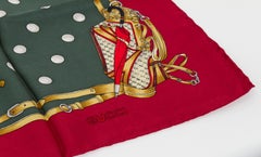 Gucci Green & Red Golf Silk Scarf