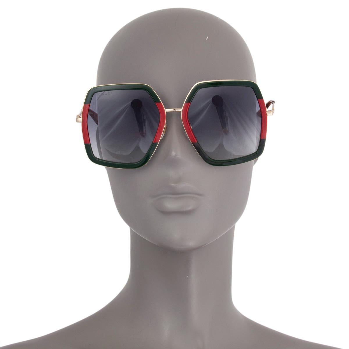 Gray GUCCI green red Oversized Sunglasses GG0106S