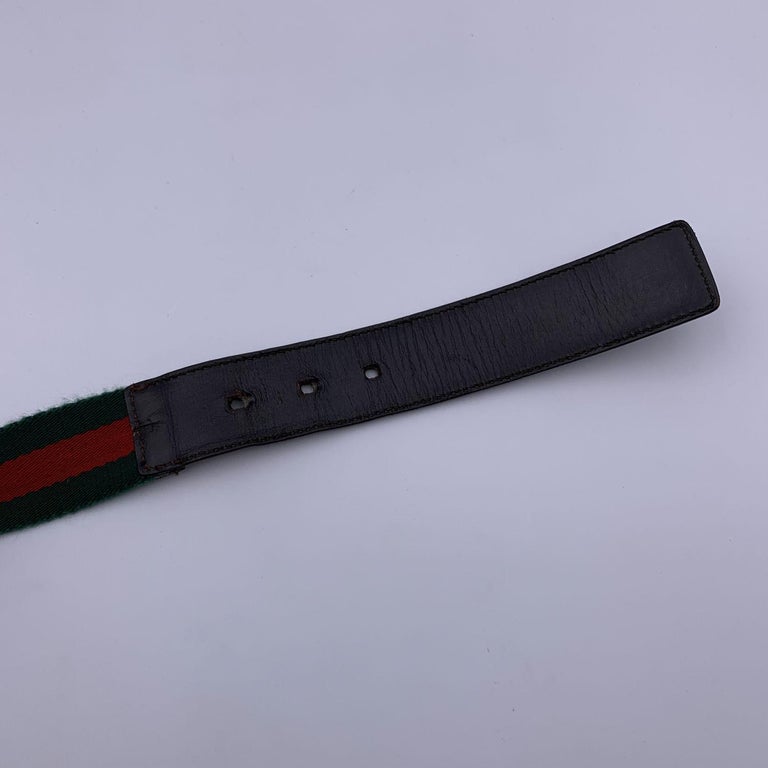 Gucci Green Red Striped Canvas Web Unisex Belt Size 90/36  display picture 2
