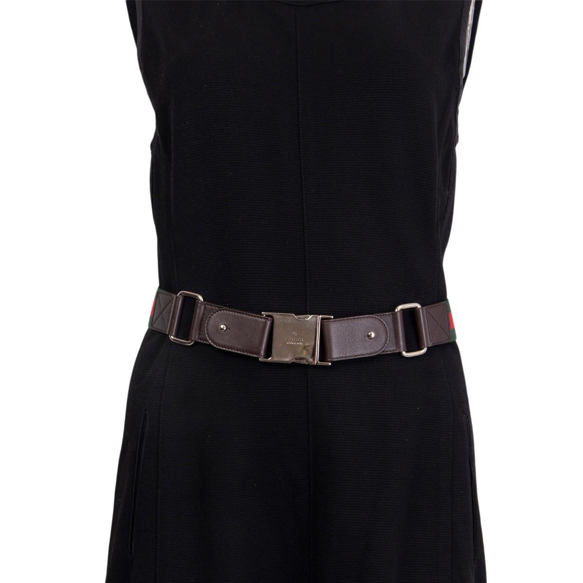 Black GUCCI green red WEB STRIPE ELASTIC Belt 80