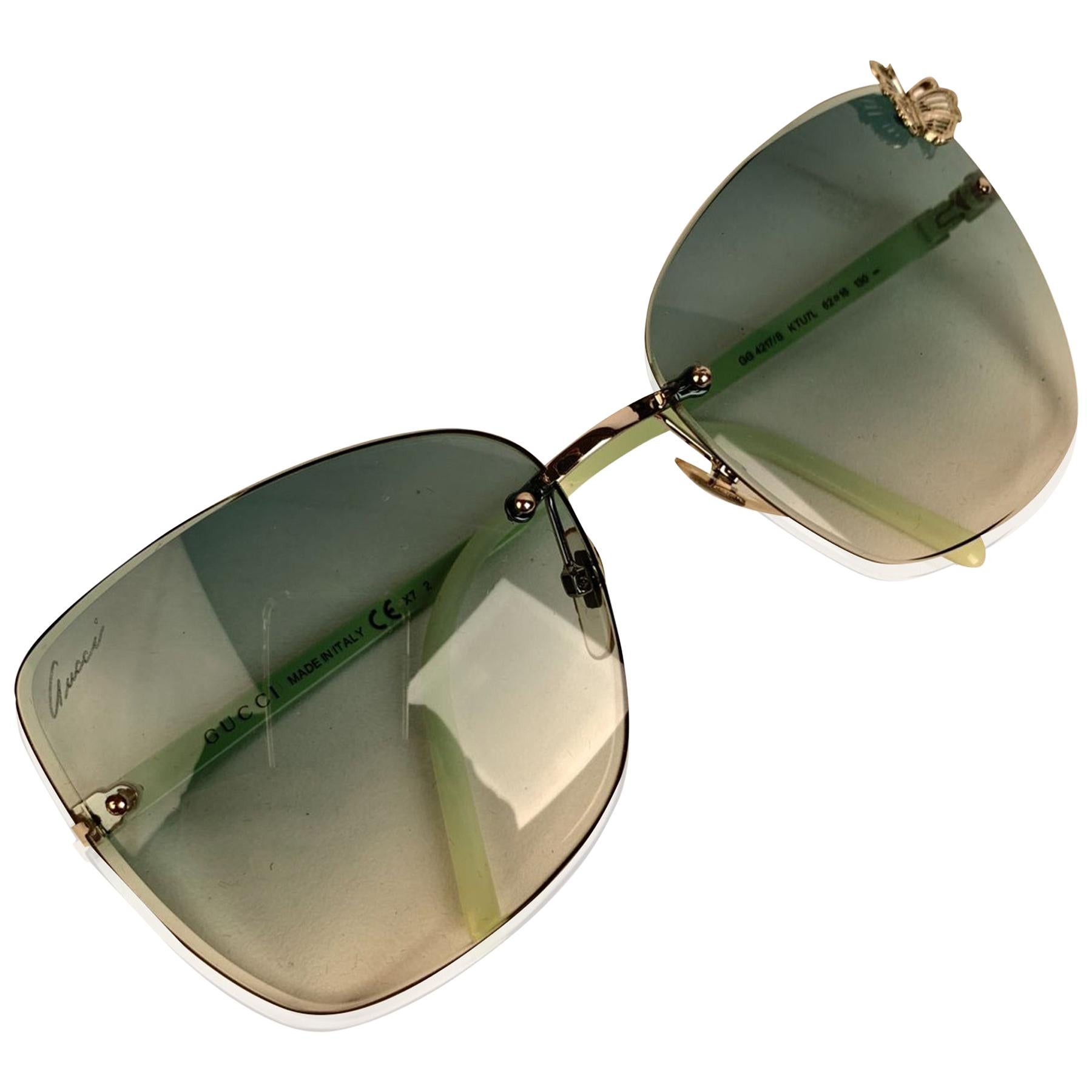 Gucci Green Rimless Sunglasses GG 4217/S Butterflies 62/16 130 mm