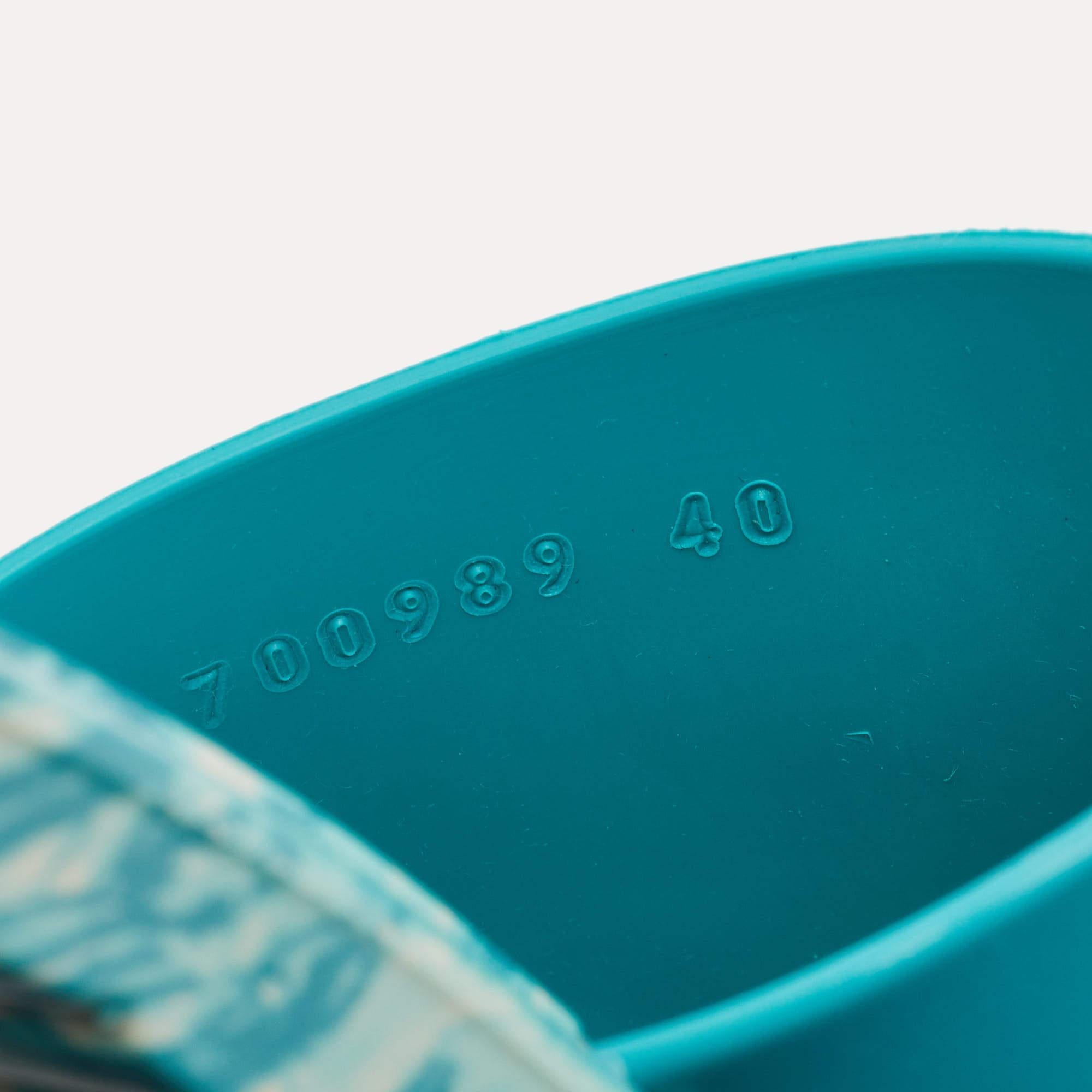 Gucci Green Rubber Marble Detail Block Heel Slide Sandals Size 40 1