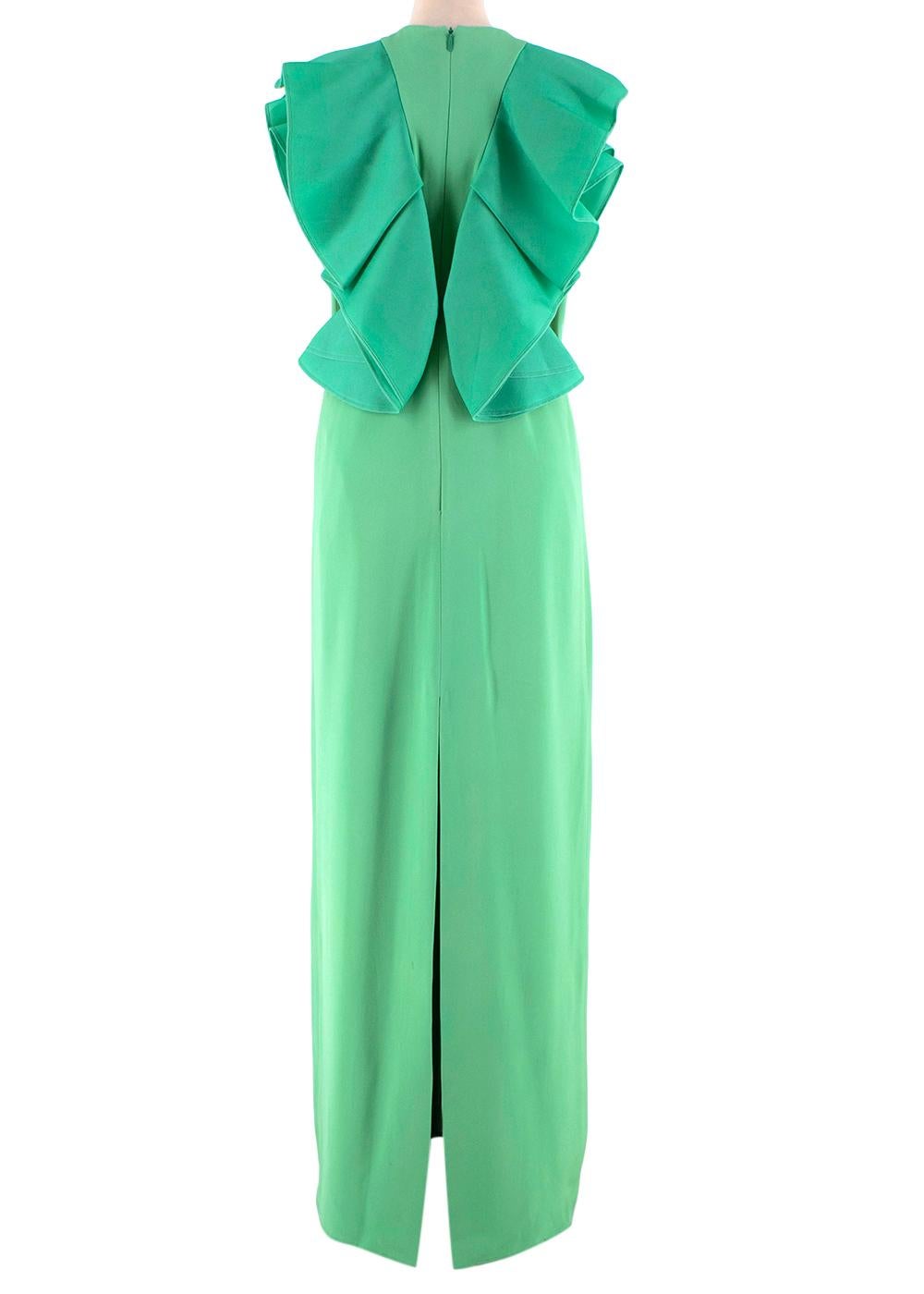Green Gucci green ruffled silk-crepe gown - Size US 2