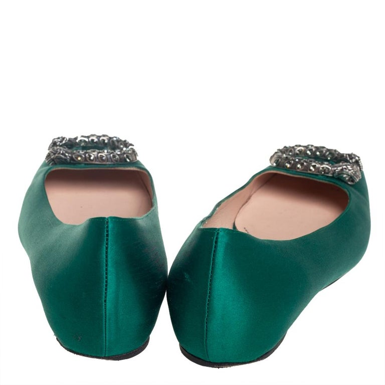 Gucci Green Satin Dionysus Ballet Flats Size 39 at 1stDibs | green ...