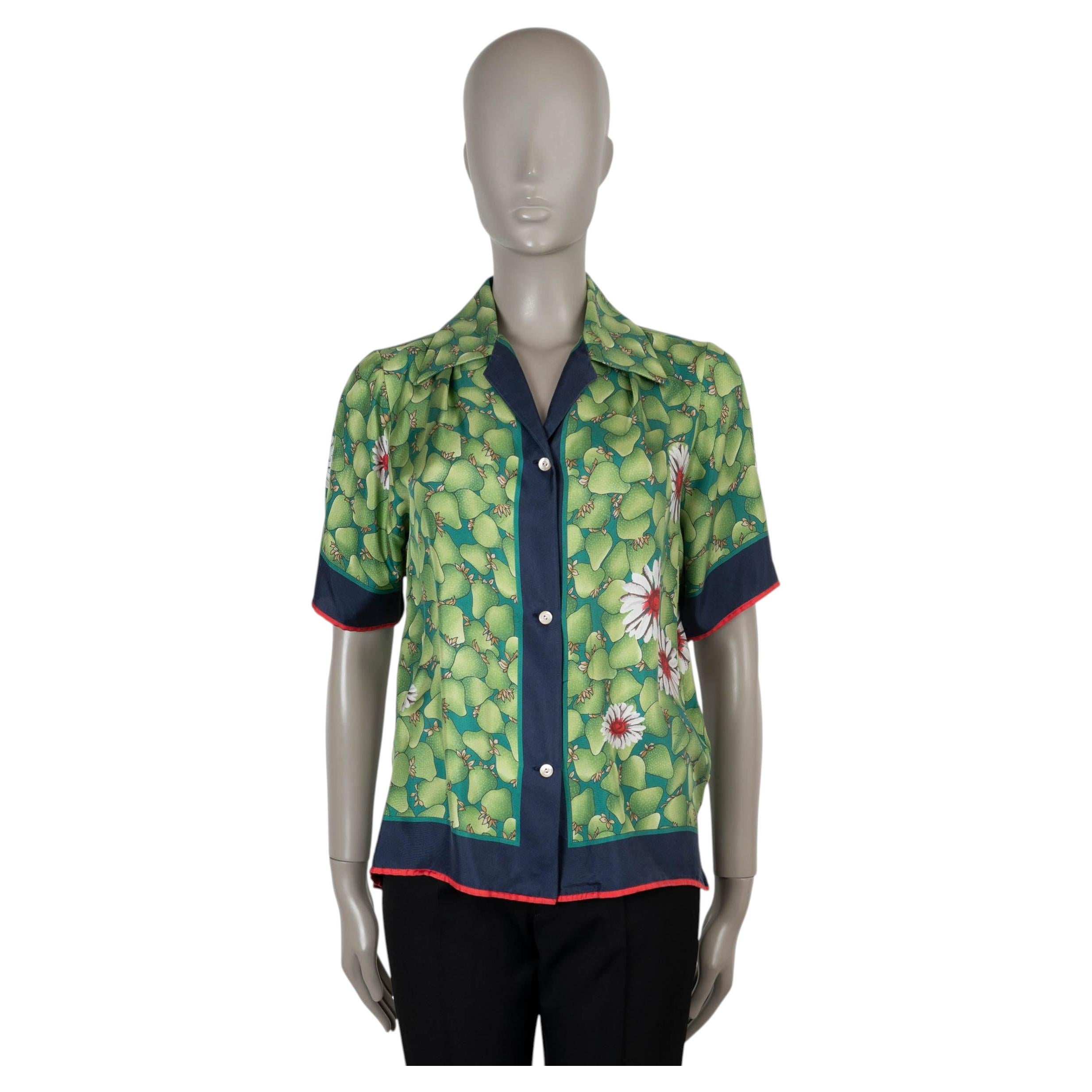 GUCCI green silk 2023 STRAWBERRY Shirt 42 M