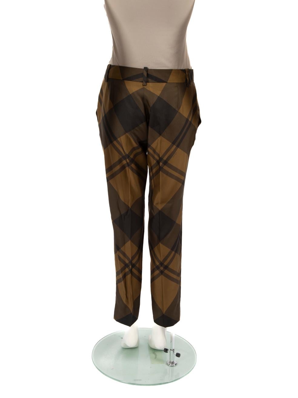 Black Gucci Green Silk Check Slim Fit Trousers Size S