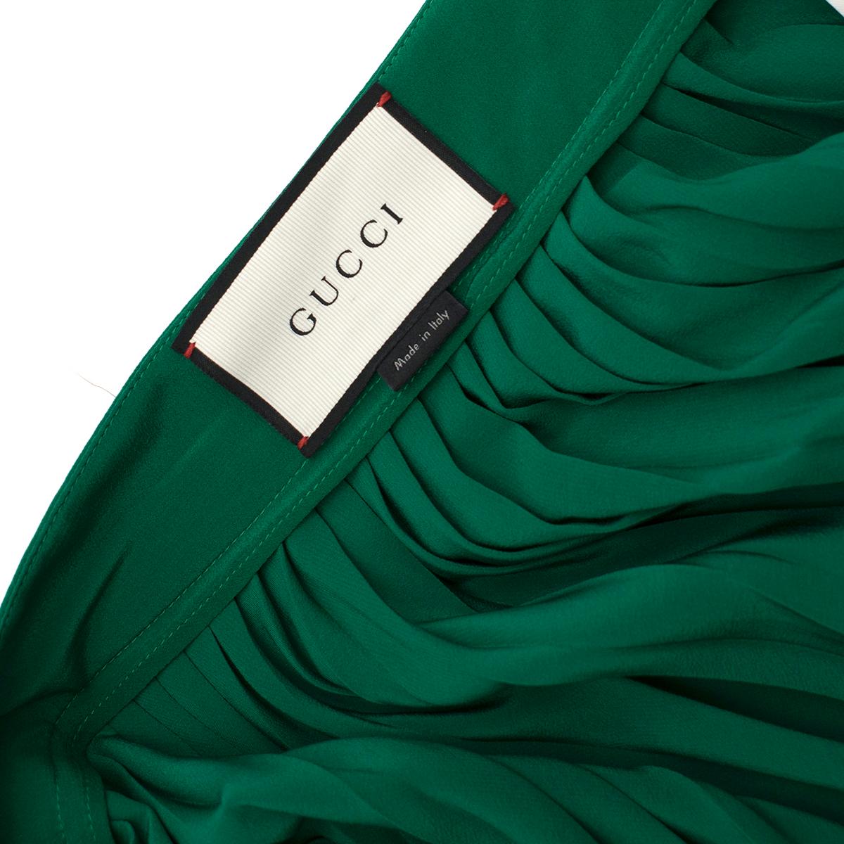 green silk pleated skirt