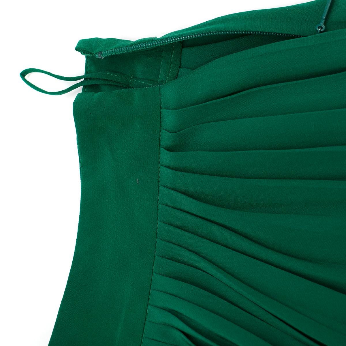 Gucci Green Silk Pleated Midi Skirt 42 In Excellent Condition In London, GB