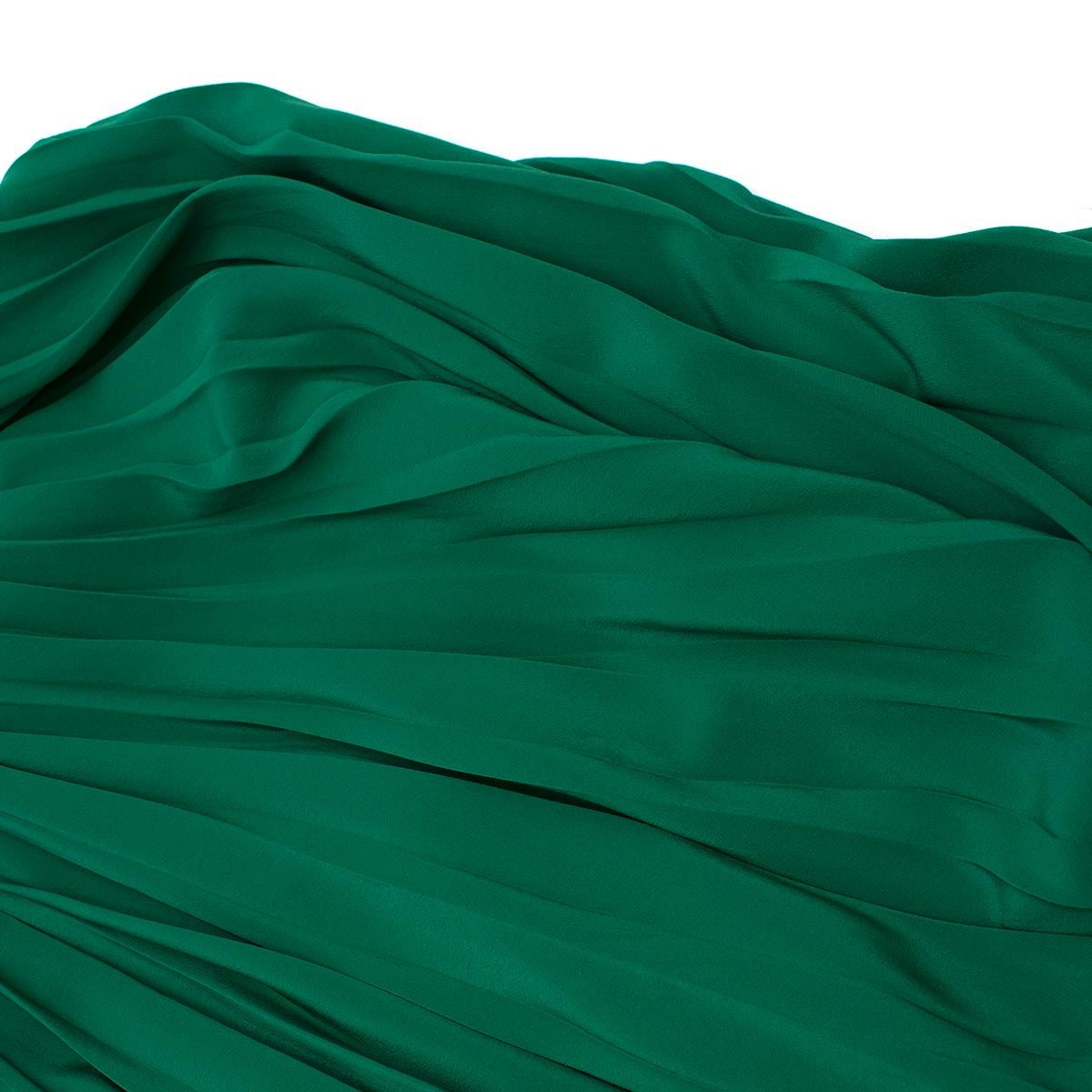 Gucci Green Silk Pleated Midi Skirt 42 1