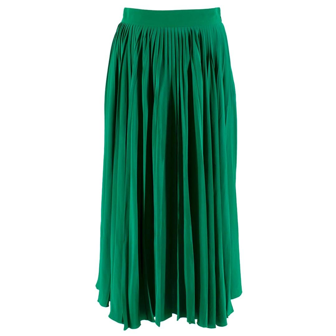 Gucci Green Silk Pleated Midi Skirt 42 at 1stDibs | gucci green skirt ...