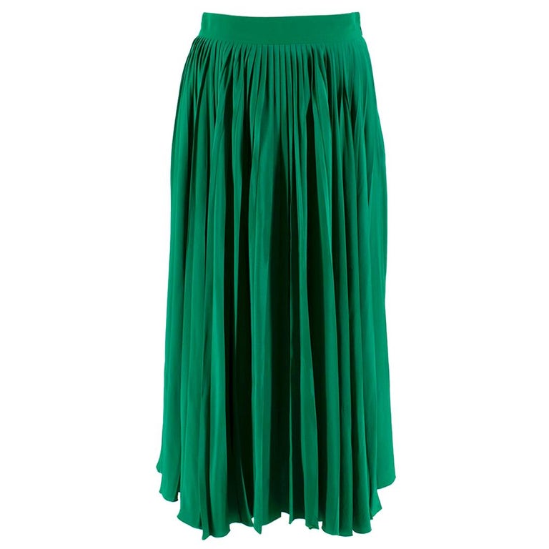 Gucci Green Silk Pleated Midi Skirt 42 at 1stDibs | gucci green skirt ...