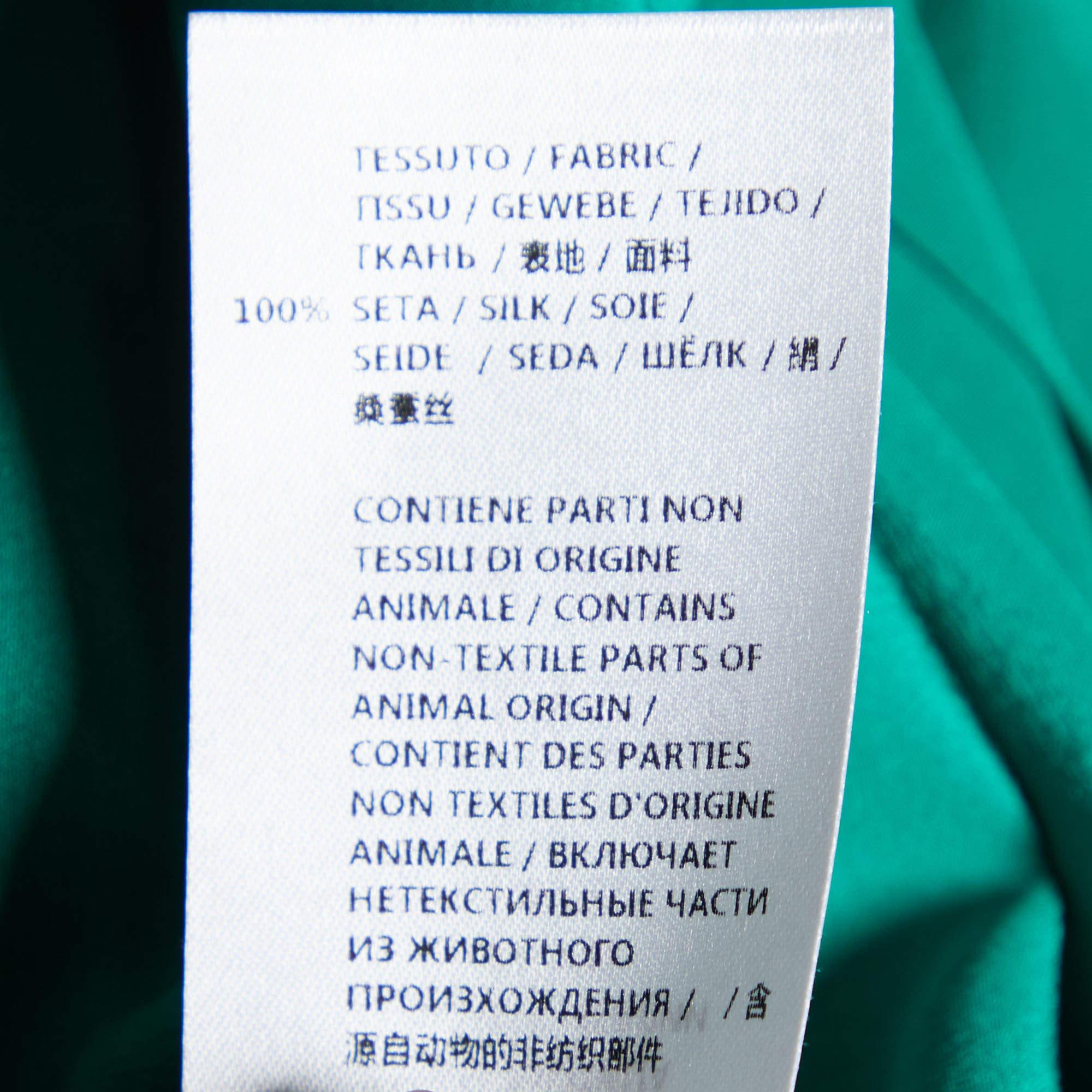 Women's Gucci Green Silk Ruffle Detail Button Front Shirt M