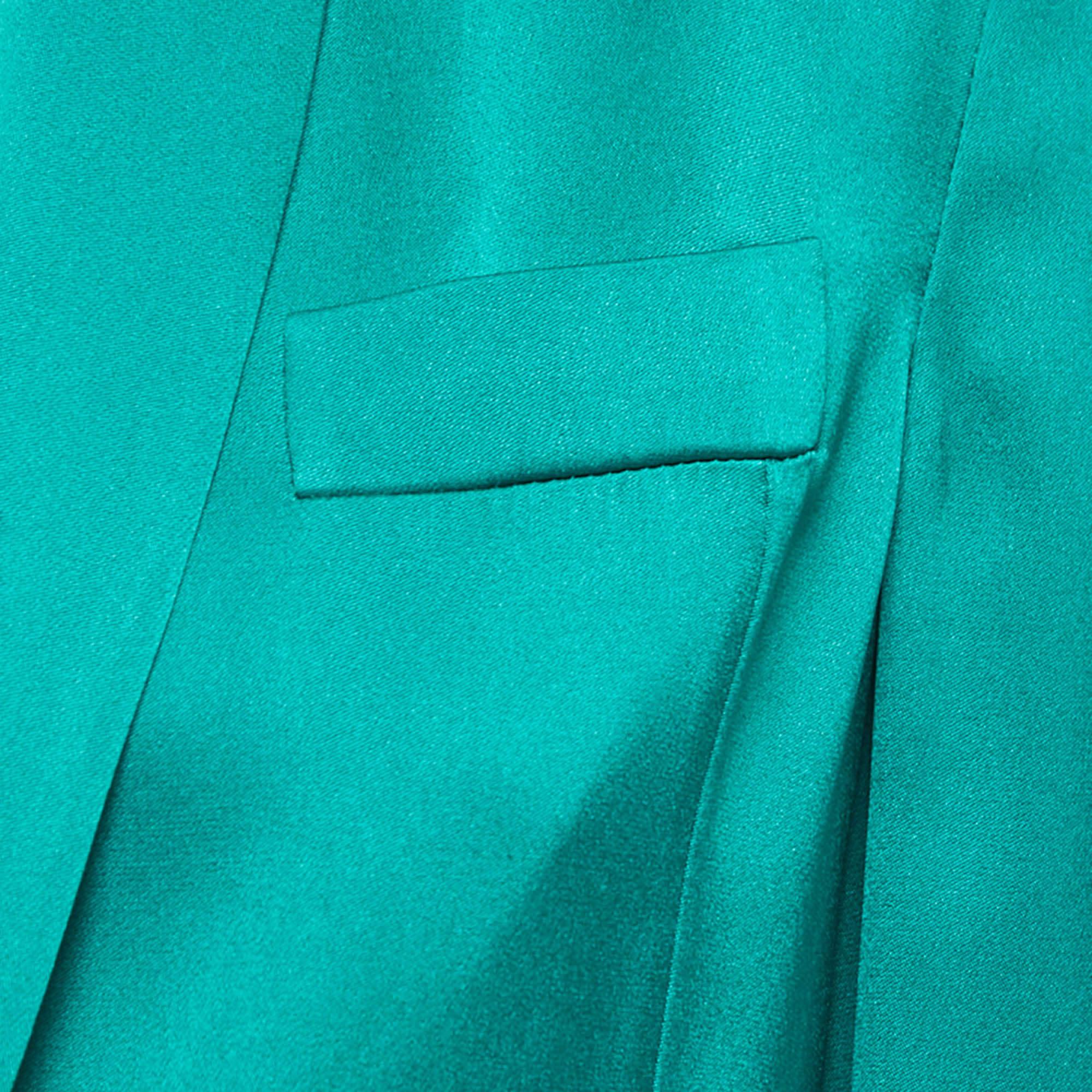 Gucci Green Silk Satin Button Front Blazer  In Good Condition In Dubai, Al Qouz 2