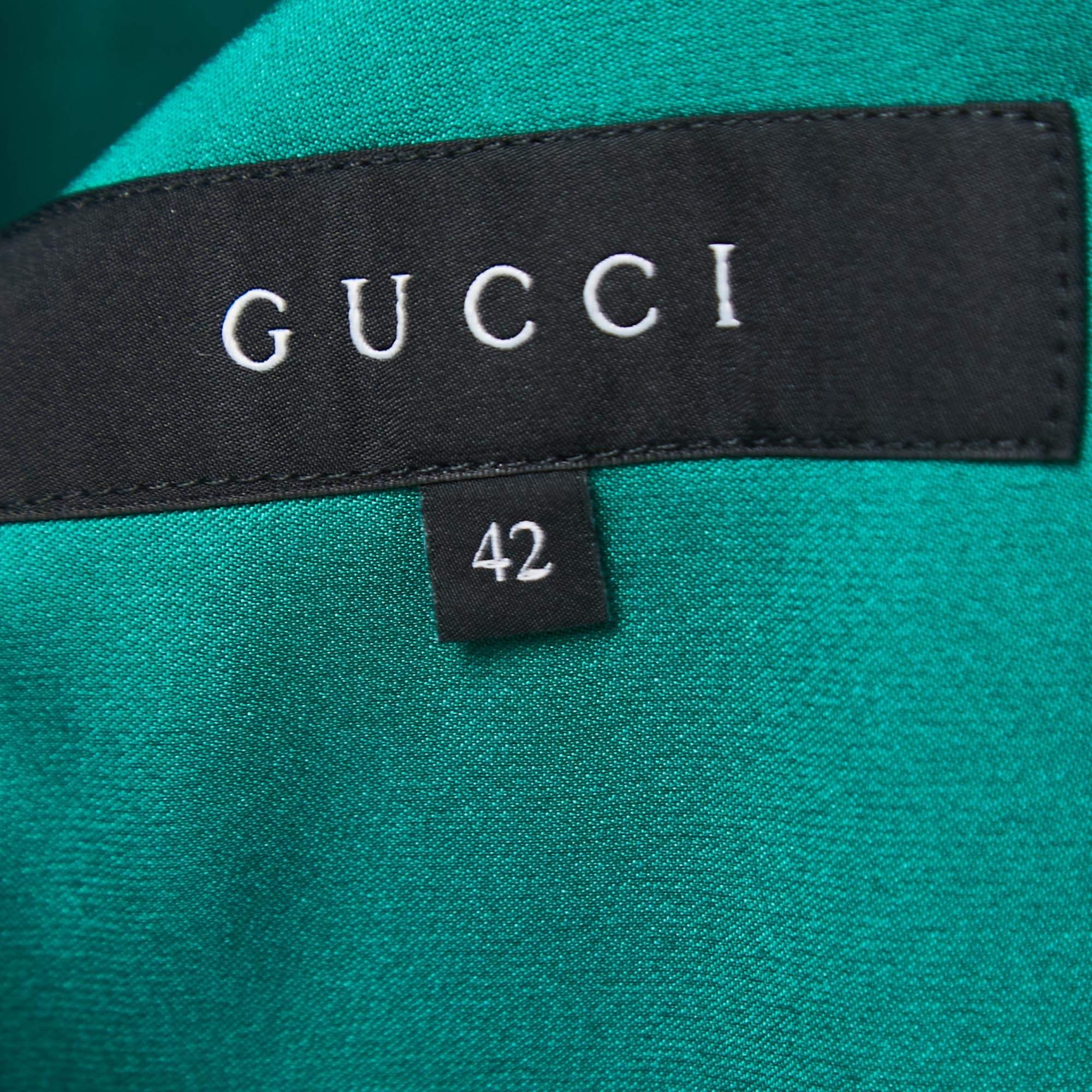 Women's Gucci Green Silk Satin Button Front Blazer 