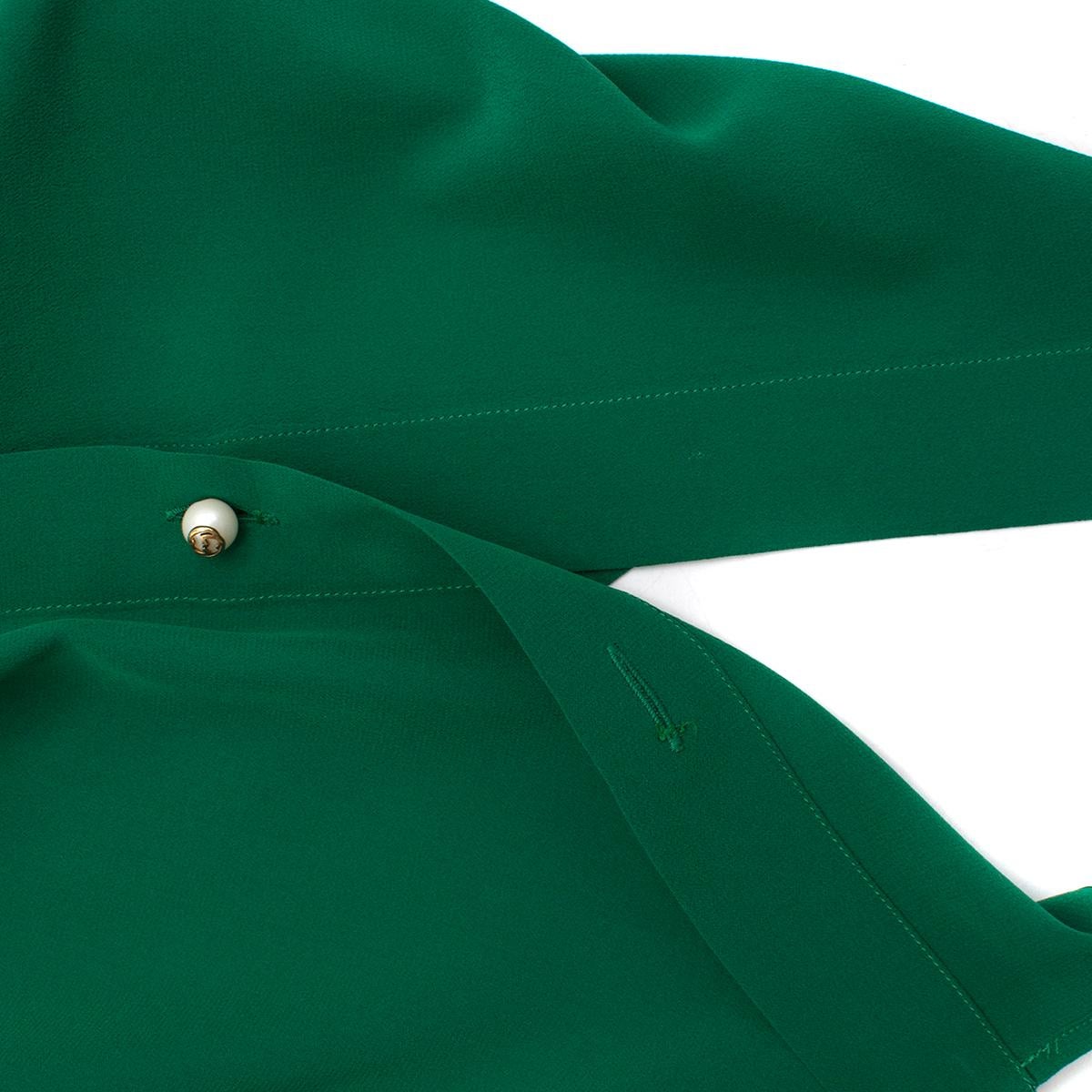 Gucci Green Silk Shirt with Pearl Buttons & Necktie 40 3