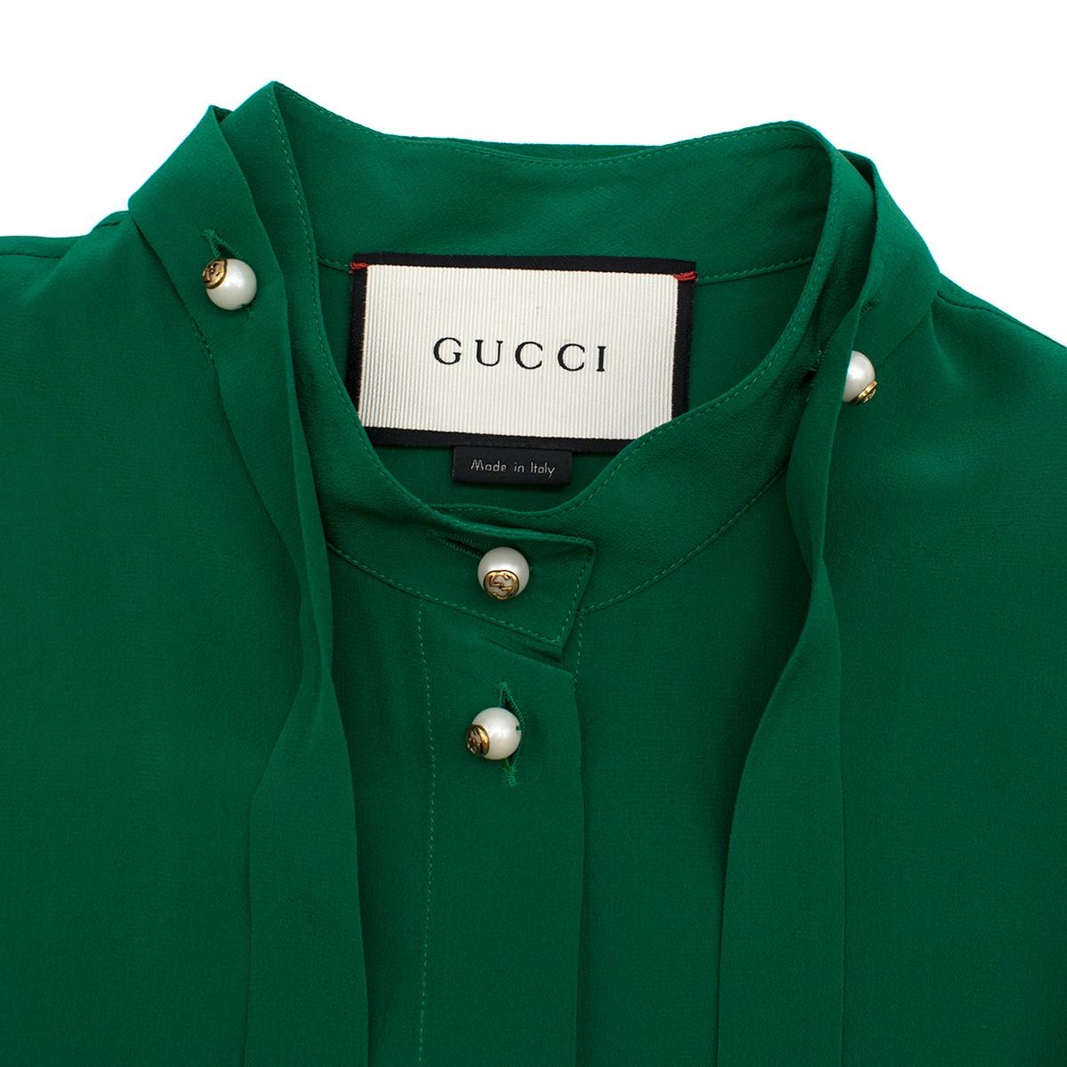 gucci green silk blouse