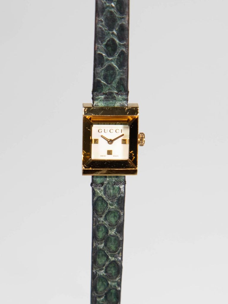 Gucci Green Snakeskin Wrap Bracelet Watch at 1stDibs | gucci  display picture 1