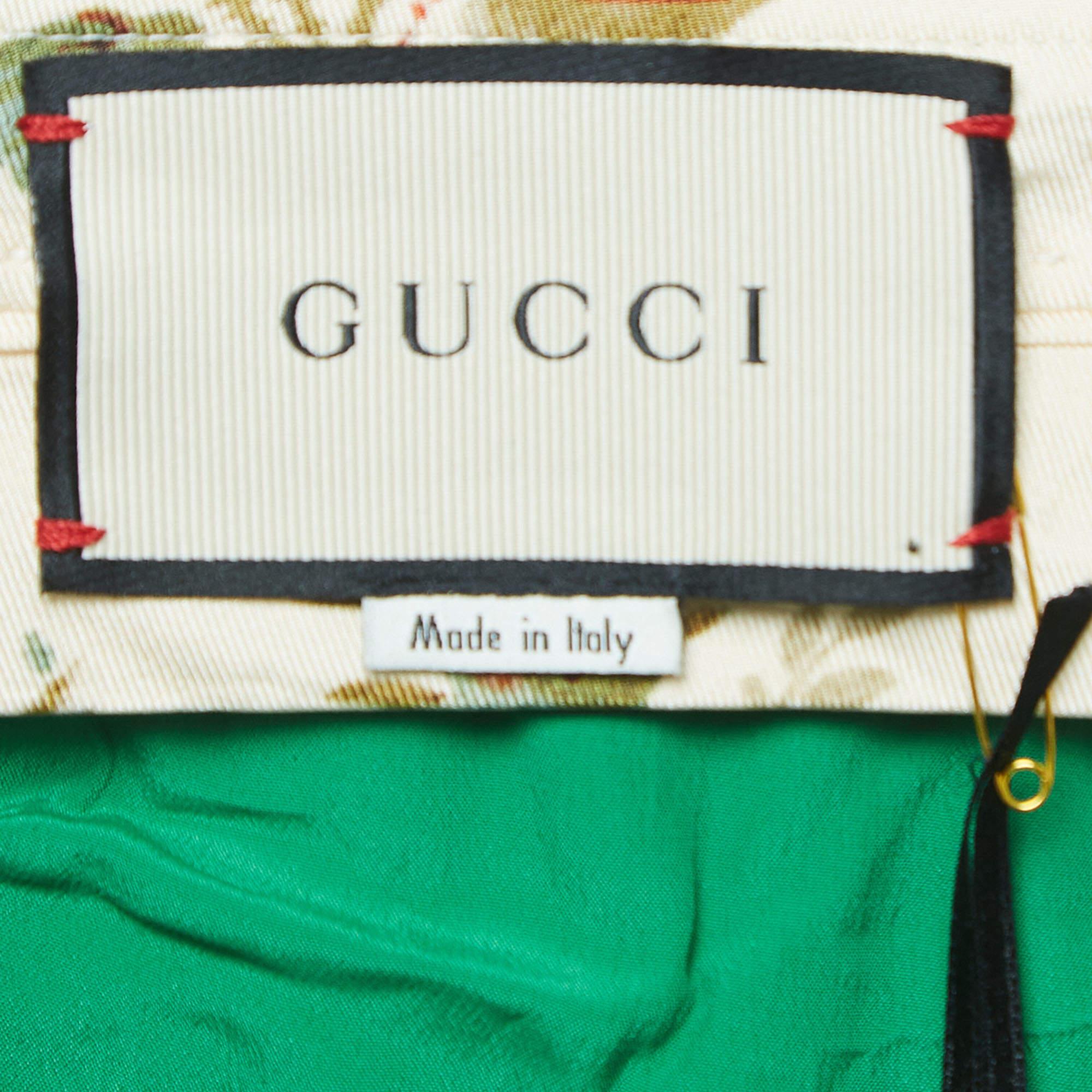 Gucci Grüne gestreifte Culotte-Hose aus Stretch-Krepp mit Knopfleiste M im Angebot 1