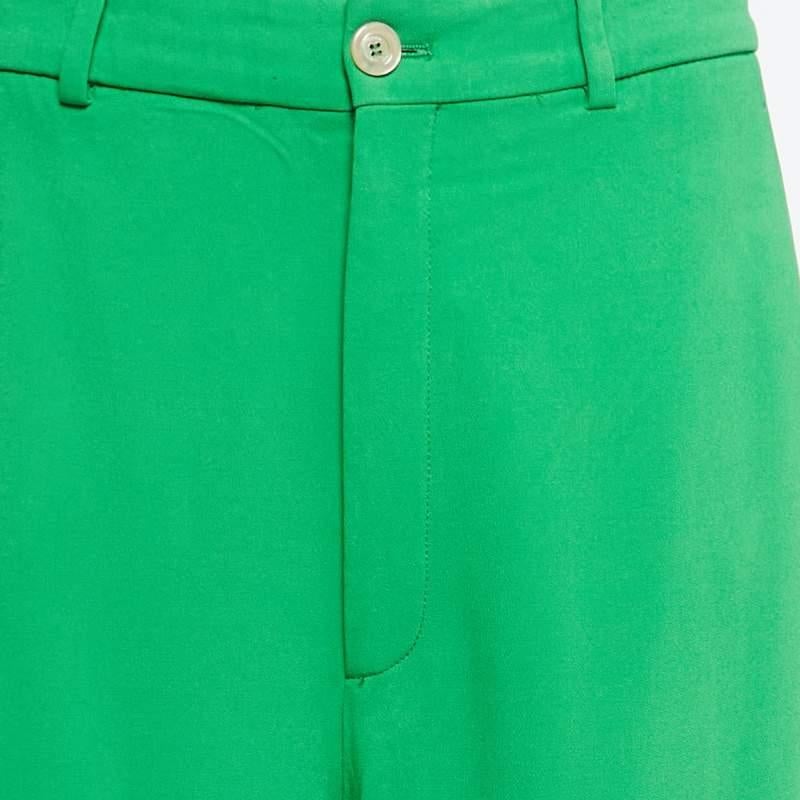 Gucci Green Stretch Crepe Buttoned Culotte Pants M For Sale 2