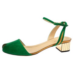 Gucci Green Suede and Leather Ankle Strap Sandals Size 39.5