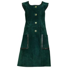 Gucci Green Suede Day Dress, 1970s