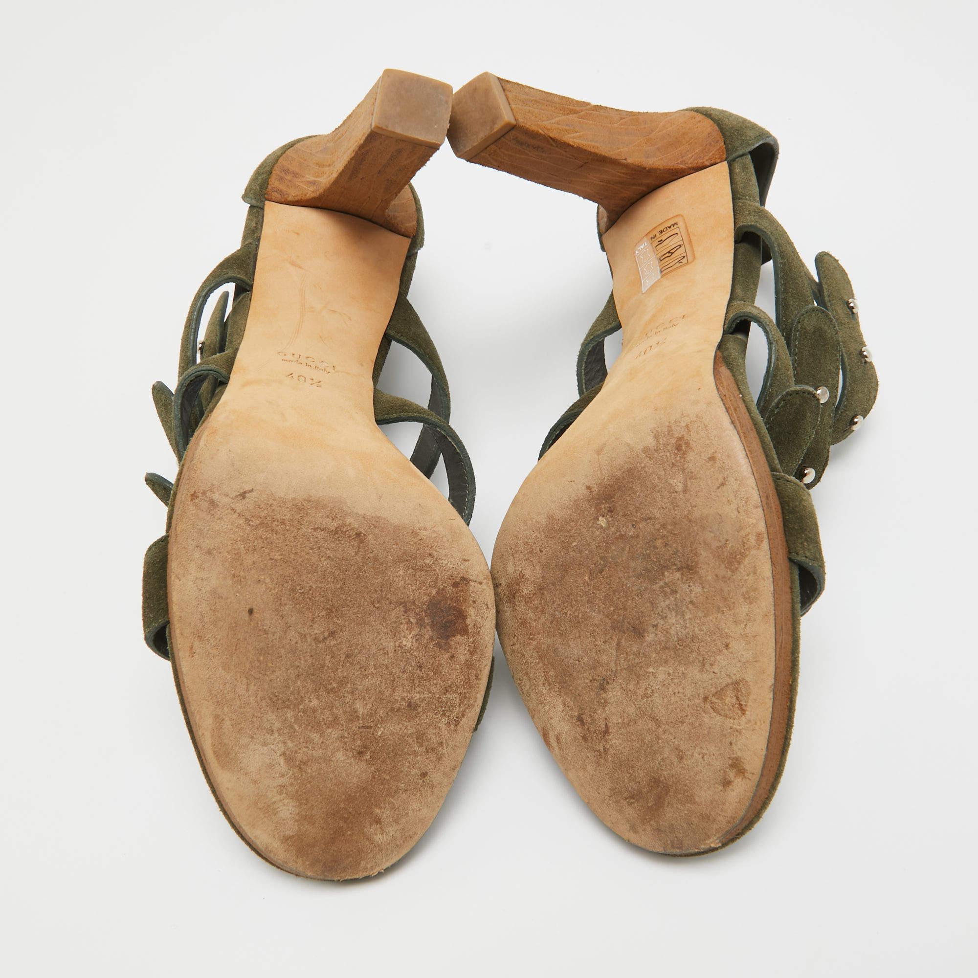 Gucci Green Suede Gladiator Ankle Sandals Size 40.5 1