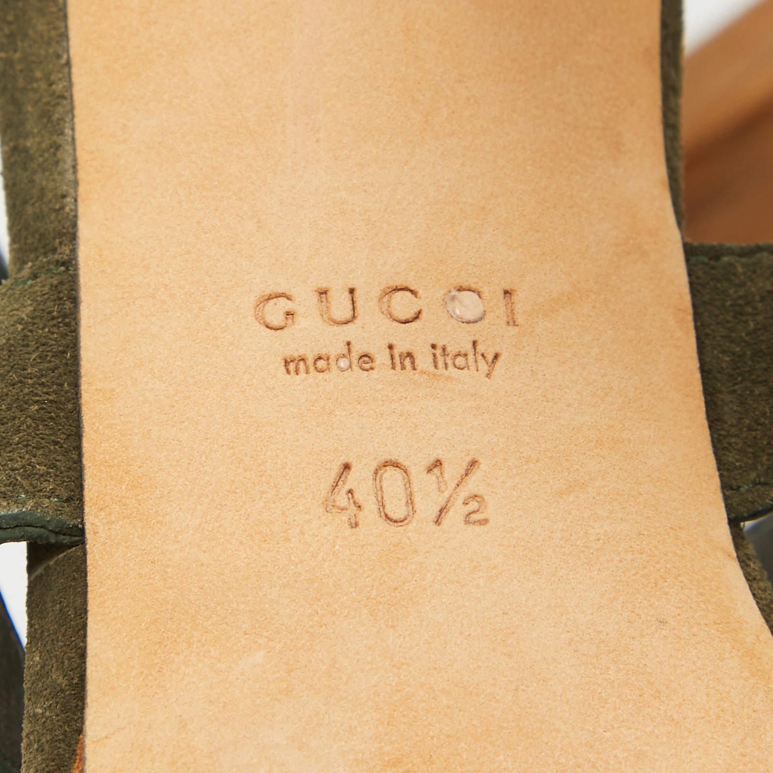 Gucci Green Suede Gladiator Ankle Sandals Size 40.5 3