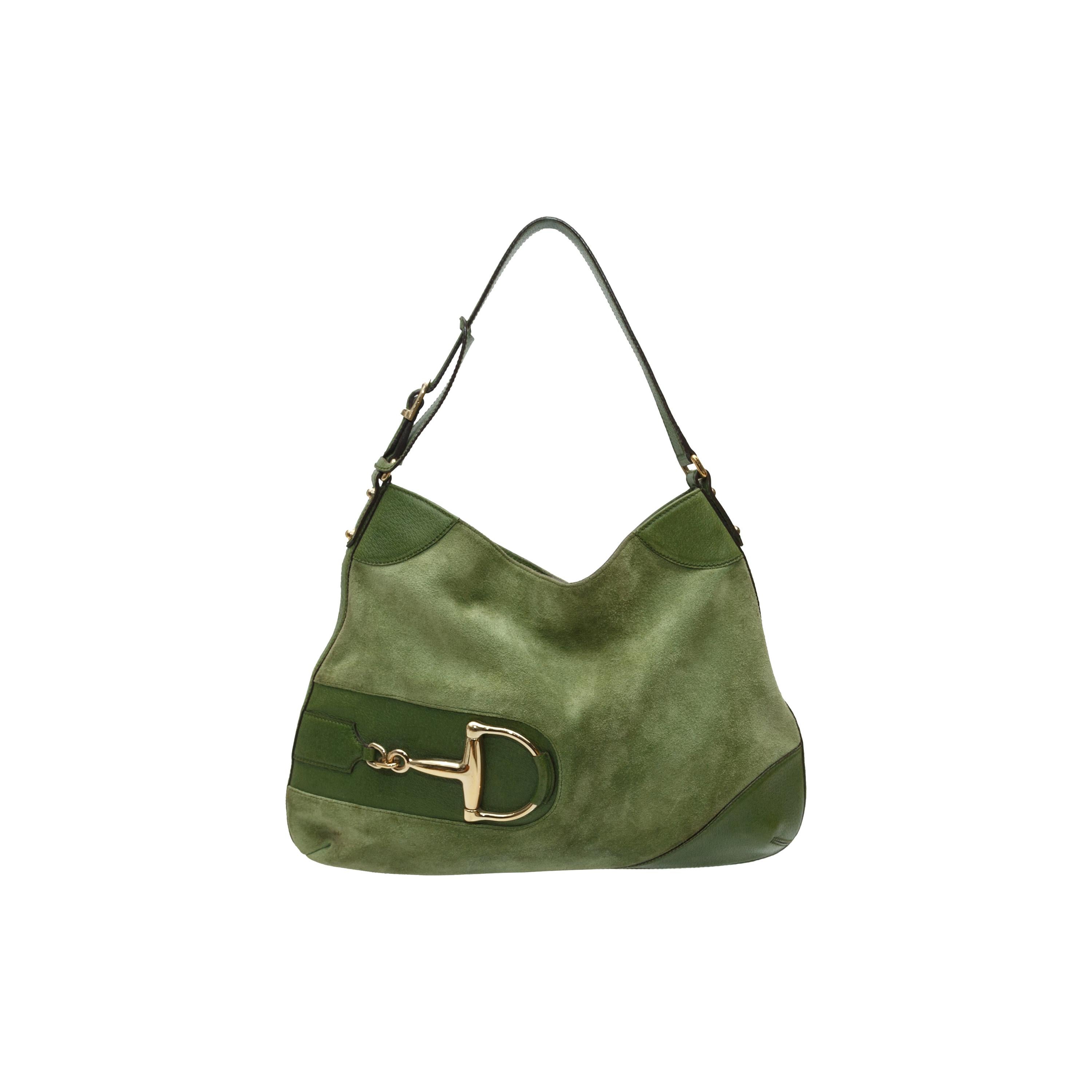 Gucci Grun Wildleder Hassler Hobo Umhangetasche
