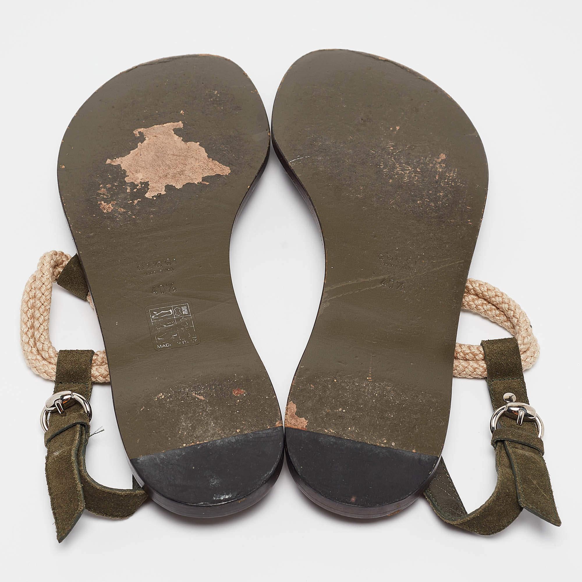 Gucci Green Suede Thong Flat Sandals Size 40.5 1