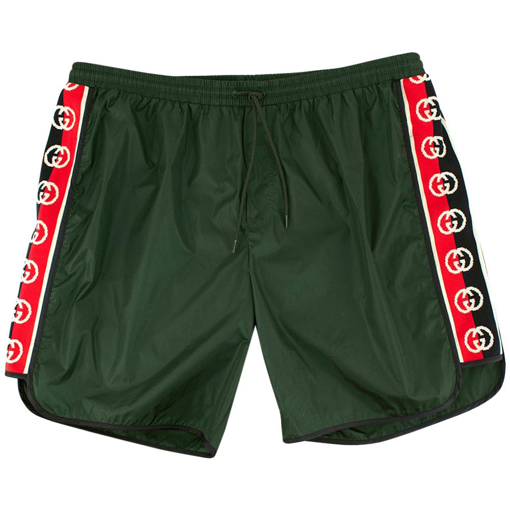 Gucci Green Shorts with Logo Stripes 52 1stDibs