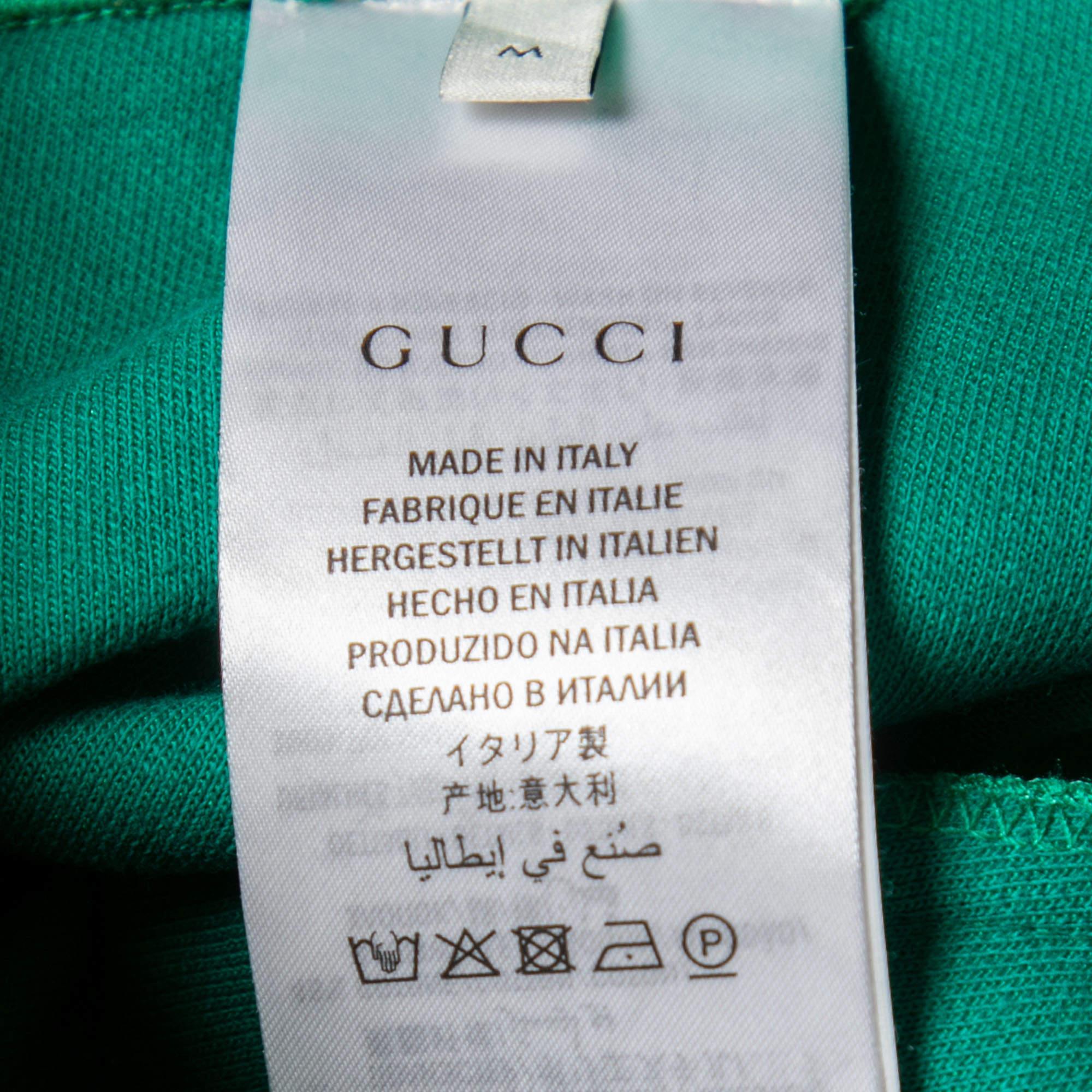 Leggings Gucci verts en jersey technique avec bandes Web et logo, taille M Pour femmes en vente