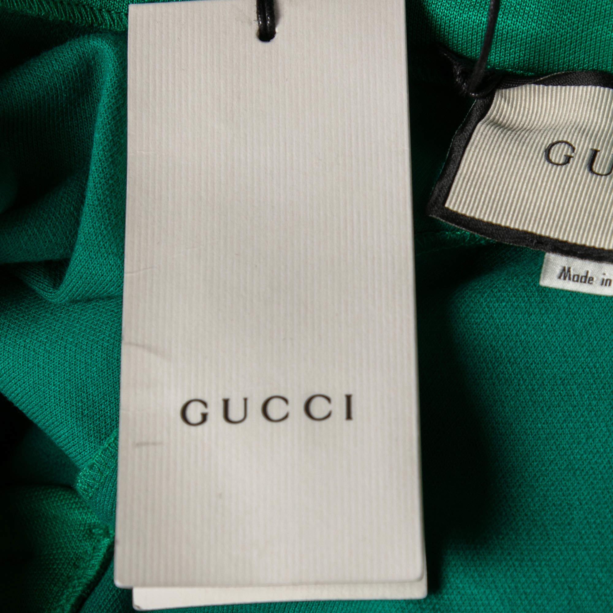 Leggings Gucci verts en jersey technique avec bandes Web et logo, taille M en vente 2