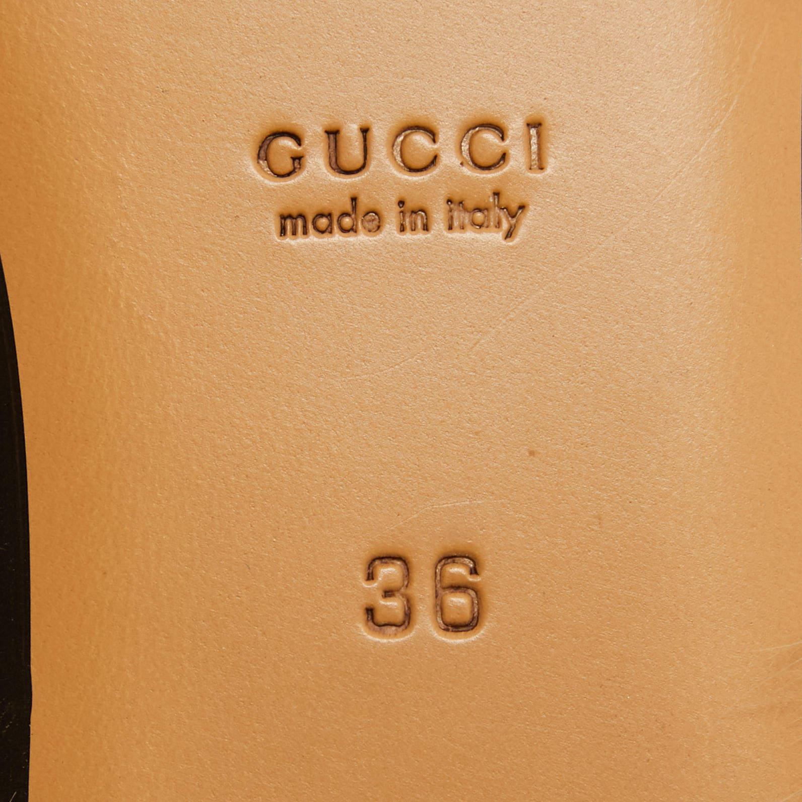 Gucci Green Velvet and Fur Princetown Horsebit Flat Mules Size 36 2