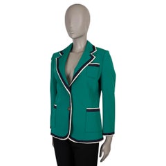 GUCCI green viscose 2019 GROSGRAIN TRIM CREPE Blazer Jacket 42 M